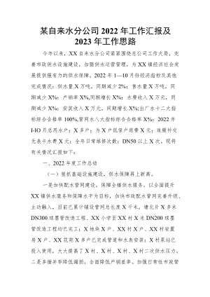 某自来水分公司2022年工作汇报及2023年工作思路.docx