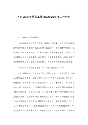 X市20xx年扶贫工作总结和20xx年工作计划.docx