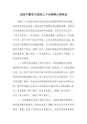法院干警学习党的二十次大会精神心得体会.docx