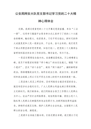 公安局网安大队党支部书记学习党的二十次大会精神心得体会.docx