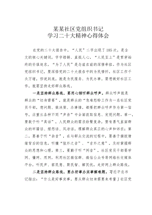 某某社区党组织书记学习二十大精神心得体会.docx