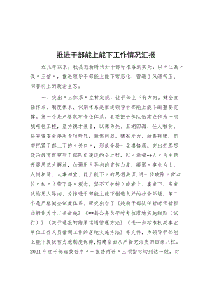 推进干部能上能下工作情况汇报.docx