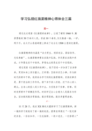 学习弘扬红旗渠精神心得体会三篇.docx