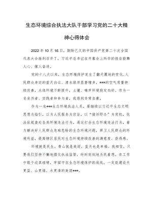 生态环境综合执法大队干部学习党的二十次大会精神心得体会（通用）.docx