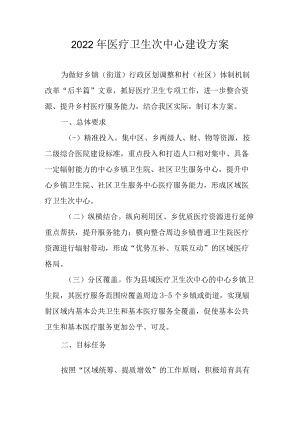 2022年医疗卫生次中心建设方案.docx
