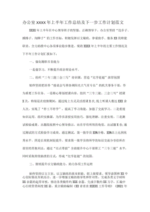 办公室XXXX年上半年工作总结及下一步工作计划范文.docx