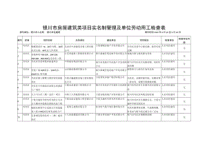 银川市房屋建筑类项目实名制管理及单位劳动用工检查表.docx