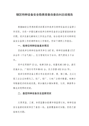 辖区特种设备安全隐患排查自查自纠总结报告.docx