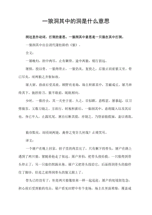 一狼洞其中的洞是什么意思.docx
