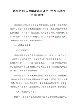萧县2020年度国家基本公共卫生服务项目绩效自评报告.docx