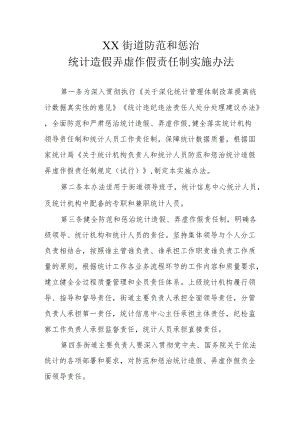 XX街道防范和惩治统计造假弄虚作假责任制实施办法.docx