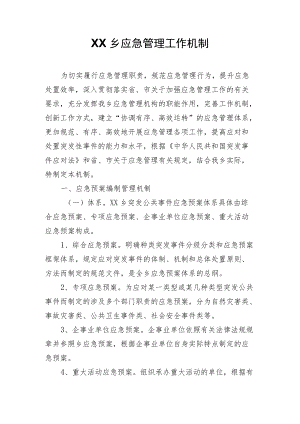 XX乡应急管理工作机制.docx