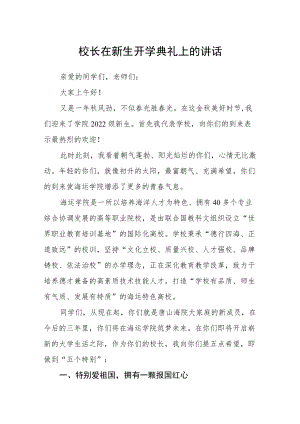 校长在新生开学典礼上的讲话.docx