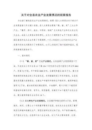 关于对全县农业产业发展情况的视察报告.docx