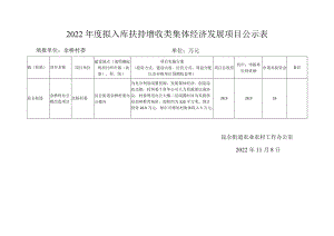 2022年度拟入库扶持增收类集体经济发展项目公示表.docx