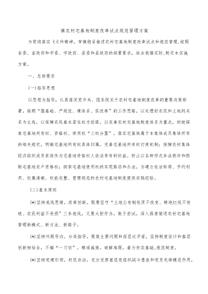镇农村宅基地制度改革试点规范管理方案.docx