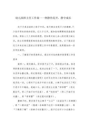 幼儿园班主任工作案——例静待花开静守成长.docx