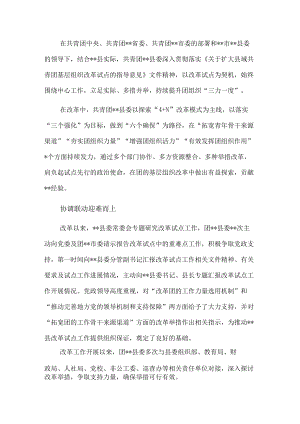 工作汇报：探索“4+N”改革模式务青年坚实桥梁架起联系服.docx