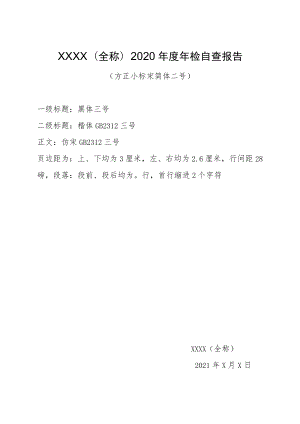 XXXX（全称）2020年度年检自查报告.docx