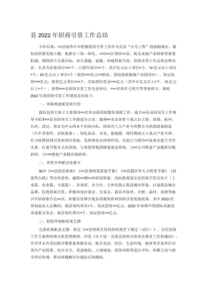 县2022年招商引资工作总结.docx