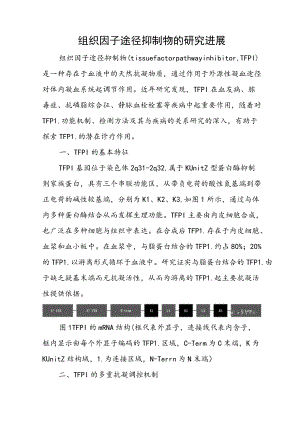 组织因子途径抑制物的研究进展.docx