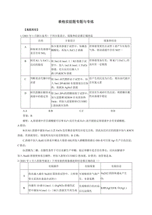 表格实验题专题与专练.docx