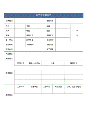 企业招聘应聘登记表单.docx