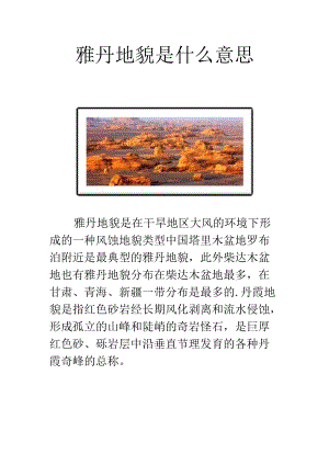 雅丹地貌是什么意思.docx
