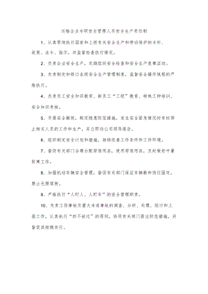 运输企业专职安全管理人员安全生产责任制.docx