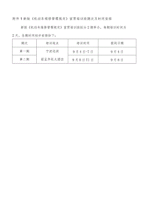 新版《机动车维修管理规定》宣贯培训班期次及时间安排.docx
