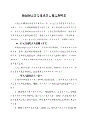 雉城街道突发性地质灾害应急预案.docx