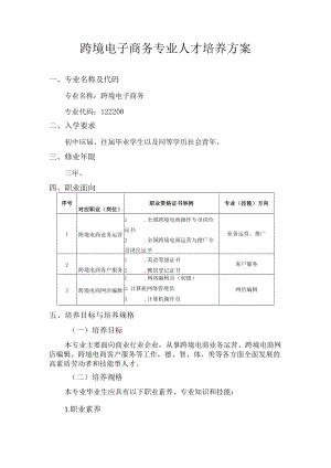 跨境电子商务专业人才培养方案.docx