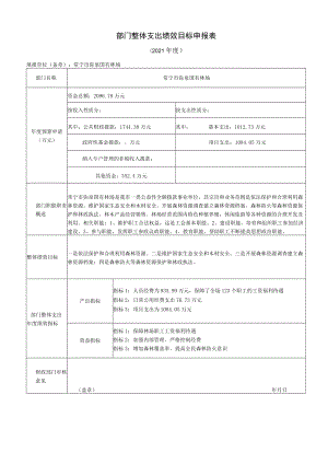 部门整体支出绩效目标申报表专项资金绩效目标申报020年度.docx