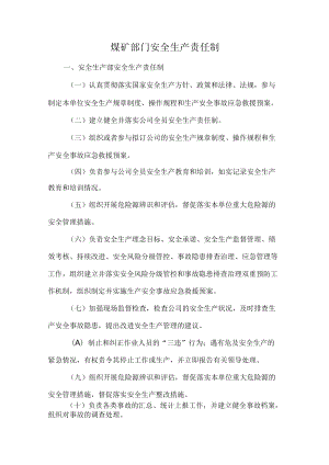 煤矿部门安全生产责任制.docx