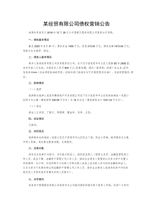某经贸有限公司债权营销公告.docx