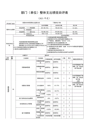 部门单位整体支出绩效自评表.docx