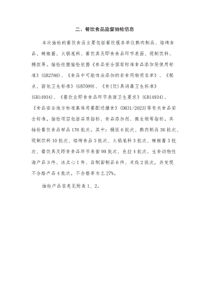 餐饮食品监督抽检信息.docx