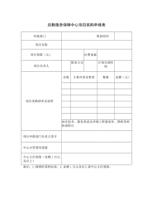 后勤服务保障中心项目采购申报表.docx
