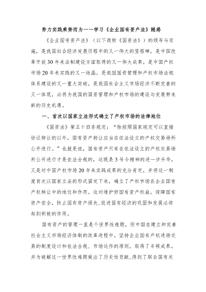 努力实践 乘势而为——学习《企业国有资产法》随感.docx