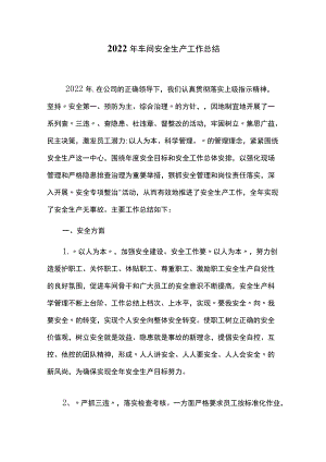 2022年车间安全生产工作总结.docx