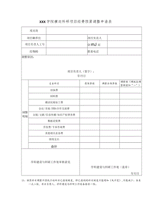 学院横向科研项目经费预算调整申请表.docx