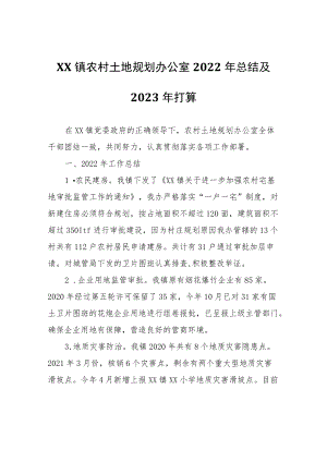 XX镇农村土地规划办公室2022年总结及2023年打算.docx