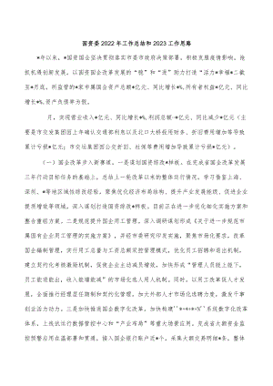 国资委2022年工作总结和2023工作思路.docx