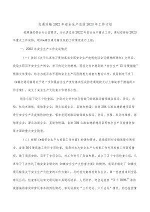 交通运输2022年安全生产总结2023年工作计划.docx