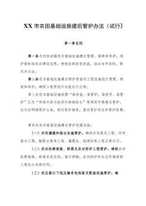 XX市农田基础设施建后管护办法.docx