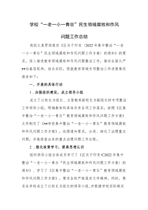 学校“一老一小一青壮”民生领域腐败和作风问题专项整治工作总结.docx