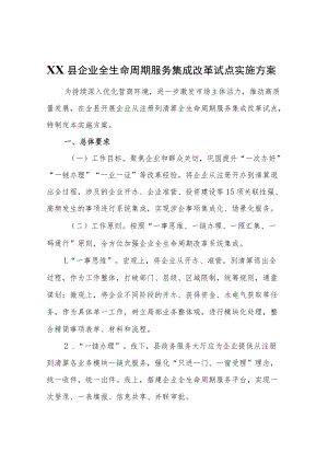 XX县企业全生命周期服务集成改革试点实施方案.docx