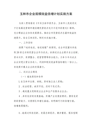 玉林市企业规模效益倍增计划实施方案.docx