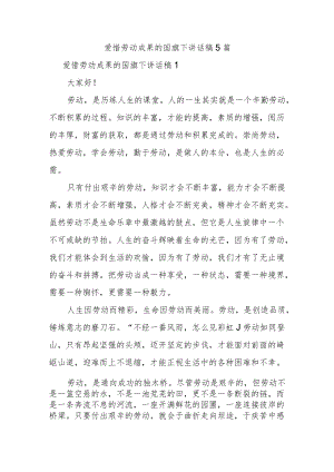 爱惜劳动成果的国旗下讲话稿5篇.docx