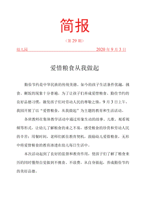 爱惜粮食从我做起主题教育简报.docx